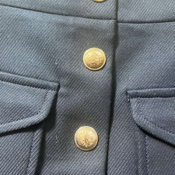 Navy Blue Maje Mini Skirt Size 34 Gold Buttons! - Picture 5 of 6
